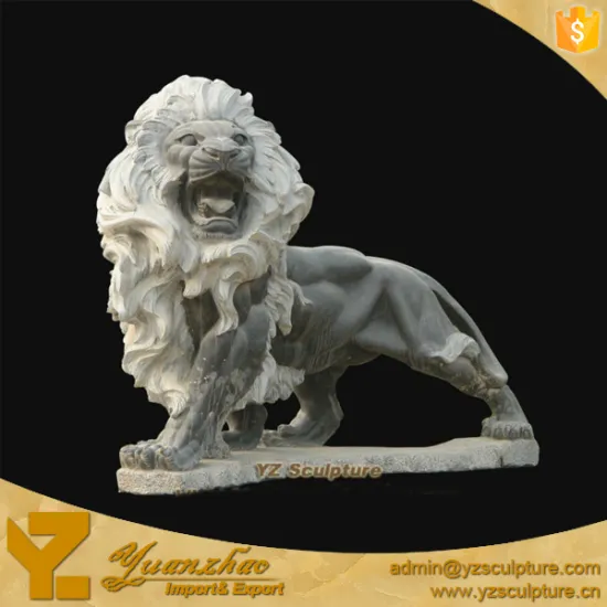 Outdoor antique Black Marble Carving Stone Lion statue