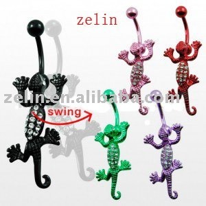 316l stainless steel andoized lizard navel ring body jewelry piercing jewelry ring