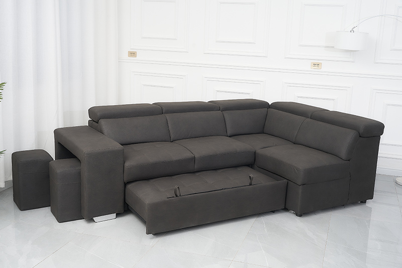 Tech Fabrics Sofa Bed With Ottoman & Stools
