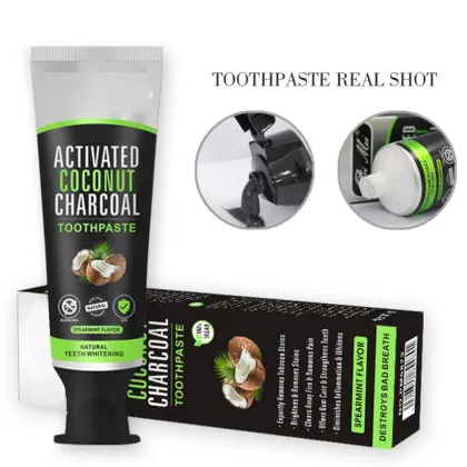 Private Label Fresh Mint Flavor Organic Coconut Charcoal Whitening Toothpaste