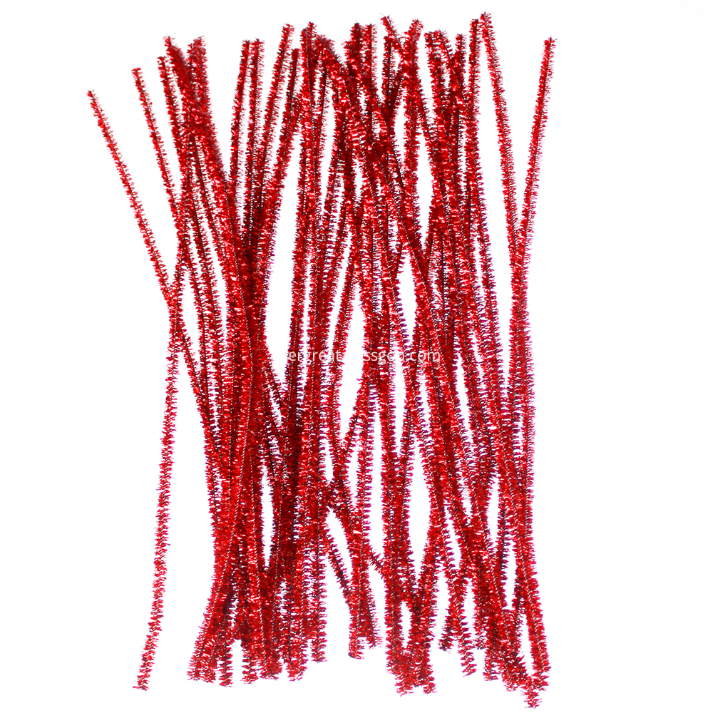 Red tinsel Fuzzy stick