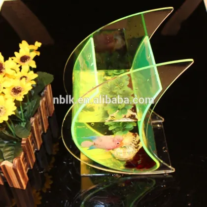 Custom Moon Shaped Light Green Acrylic Fish Bowl Aquarium