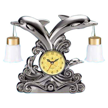 Dolphin Clock with Lamp
