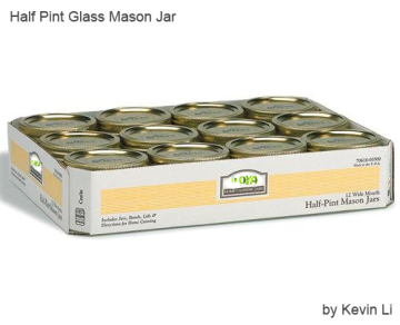 250ml/8oz/Half Pint Glass Mason Jar
