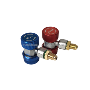 Adjustable Cheap AC R134a Quick Coupler Connector Adapter - SAE HVAC 1/4 High&Low