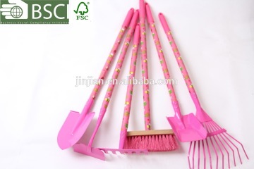 pased FCS best selling garden tool set red wooden long handle and A3 stell head for kids and lay