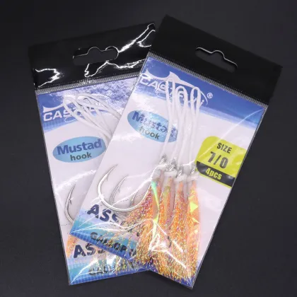 Mustad Slow Jigging Assist Hook Kit with Feather PE Line and Metal Jig