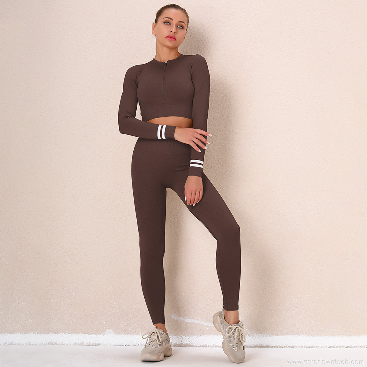 long-sleeved zipper tight-fitting running trousers