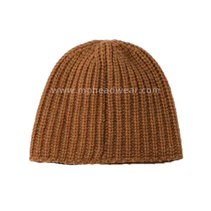 Adult Lambswool Winter Brioche Stitch Beanie WIth Fleece