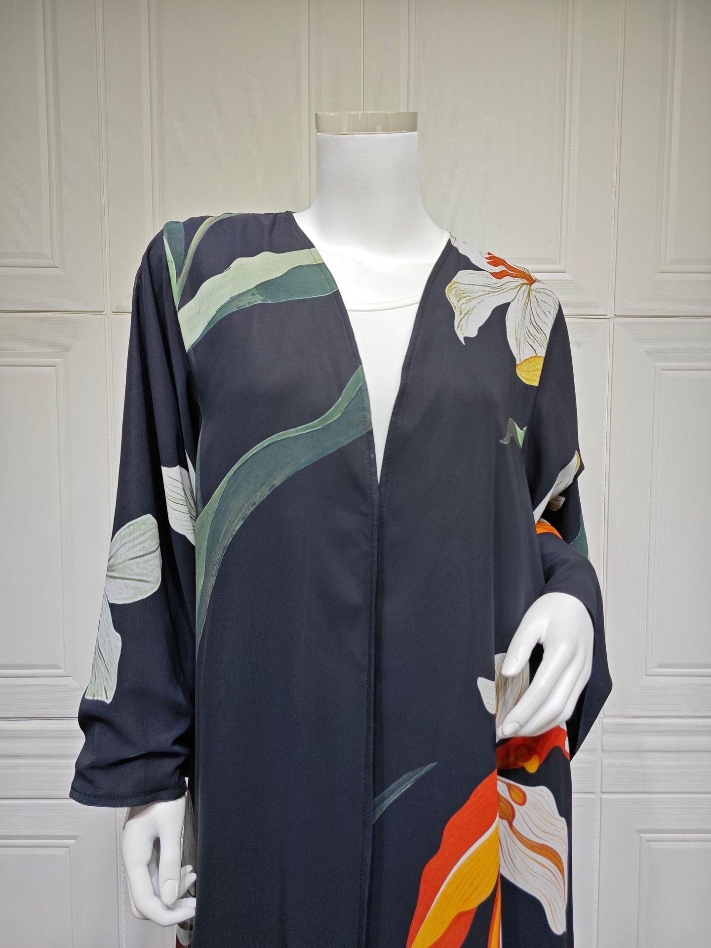Floral Print Open Abaya with Matching Hijab