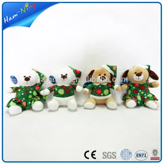 Hot new style bear and floppy dog christmas home decoration plush toys