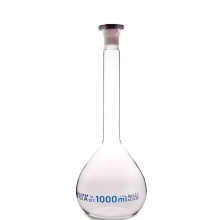 Frasco volumétrico de vidrio transparente con tope 1000ml