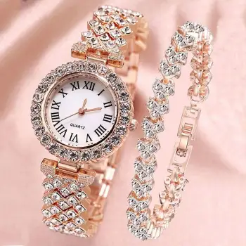 Hot Sale Holiday Gifts: Bling Quartz Mechanical Wrist Watches & Bracelet Sets