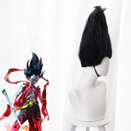 Ne Zha Grown-up Black Cosplay Wig for Men - Chinese Anime Movie Ne Zha 2 Accessory