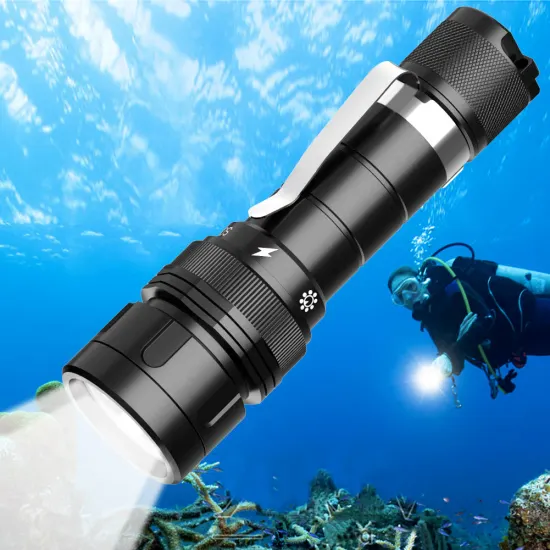 Professional Rechargeable LED Diving Flashlight - Super Bright and Powerful Underwater Torch