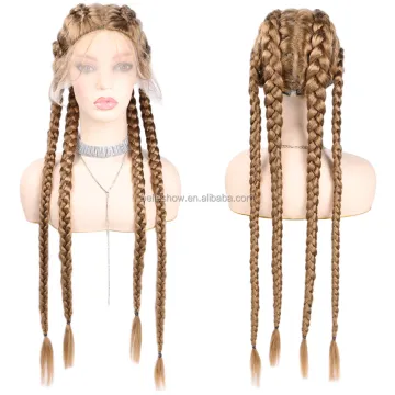 30 inch Braided Synthetic Lace Front Wig for Black Women Cornrow Lace Wigs with Baby Hair Box Braid Wig 613 Color