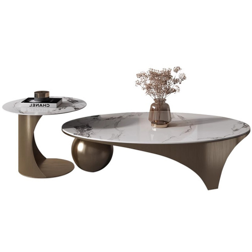 Mesa de café de forma oval de luxo moderna