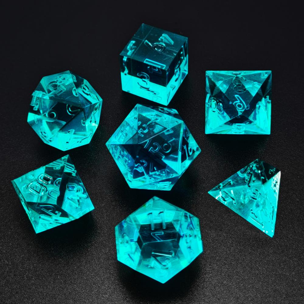 Crystal Unpainted Sharp Edged Dnd Dice Set 7