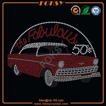 Red Car 50s rhinestone designs for shirts