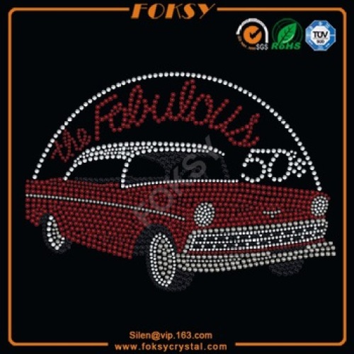 Red Car 50s rhinestone designs for shirts