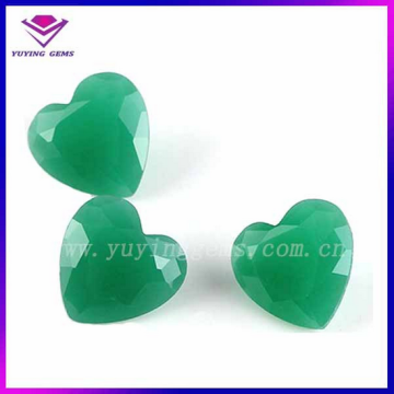 Heart Shape Jade Glass Stone Green Synthetic Gems for Bracelet
