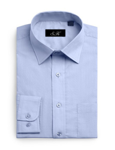 Men's Plain Dyed Cotton Non Iron Long Sleeve Dress Shirt