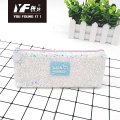 Custom zipper glitter trapezoid polyester pencil case