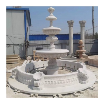 GAF367 White Marble Large Yard Outdoor Floor Water Fountain