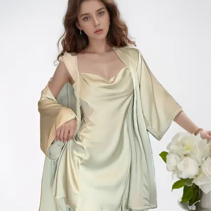 NANTEX Women's Sexy Elegant Silk Nightgown Set