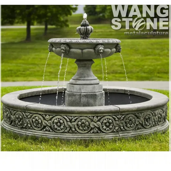 Garden Stone Lion Head Outdoor Fountain