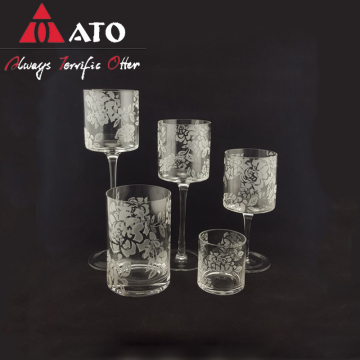 ATO Flower pattern Candlestick Glass Candle Holders