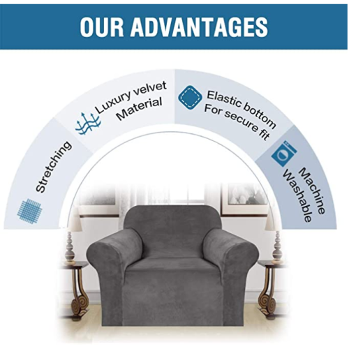 Velvet Armchair Cover Couch Covers 1 Cushion