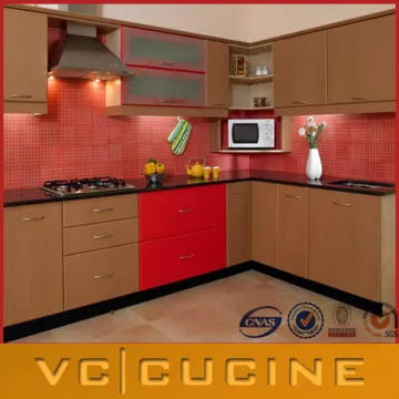 Wood grain corner kitchen cabinets