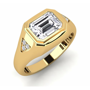 แหวนผู้ชายทอง 14K สุดหรู ประดับมรกตคัทจากแล็บ