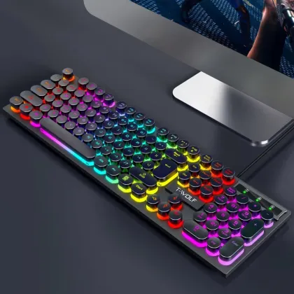 104 Keys USB Rainbow Backlight Game Keyboard with Mechanical Feel