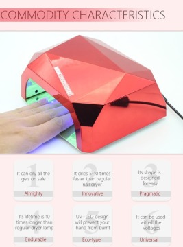 36W UV Lamp LED Ultraviolet Lamp UV Nail Dryer Nail Lamp Diamond Shaped CCFL Curing for UV Gel Nails Polish Nail Art Tools