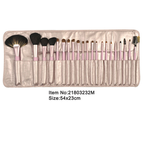 21pcs rosa capelli di animale/nylon manico in plastica con un chiaro caso di raso rosa shinny