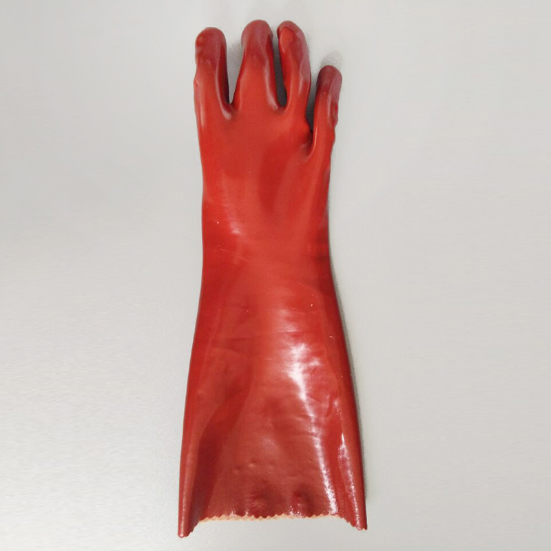 Guanti protettivi lunghi immersi in PVC rosso scuro 45 cm