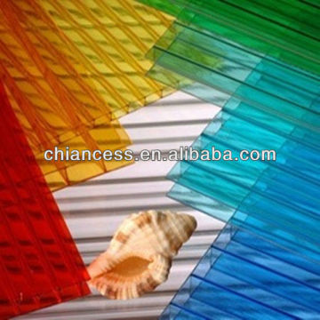 transparent with green/blue/yellow/red Polycarbonate pc hollow sheet for rooflights