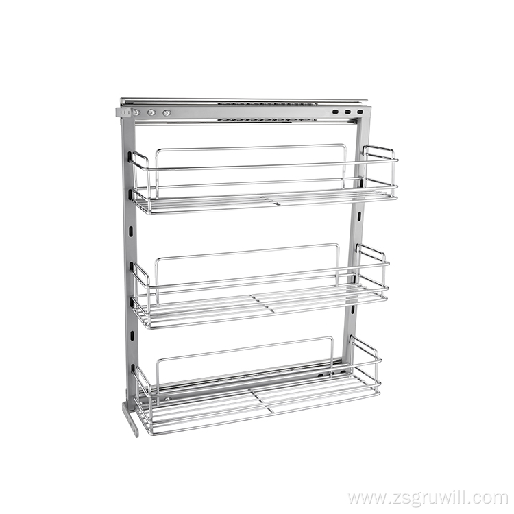 Bottom-mounted contemporary drawer pull-out storage basket