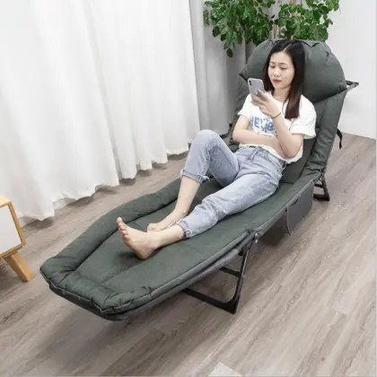 Simple Single Folding Bed Deckchair for Office Nap and Outdoor Camping