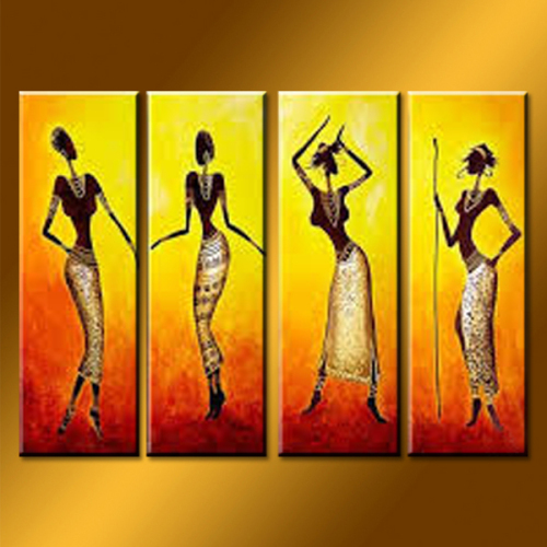 Wholesale Abstract African Girl Oil Painting on Canvas