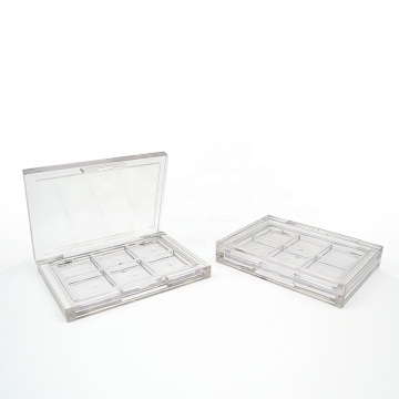 Refillable Square Clear Blush Compact with 6 Wells Eyeshadow Palette - Sustainable PCR Plastic Packaging