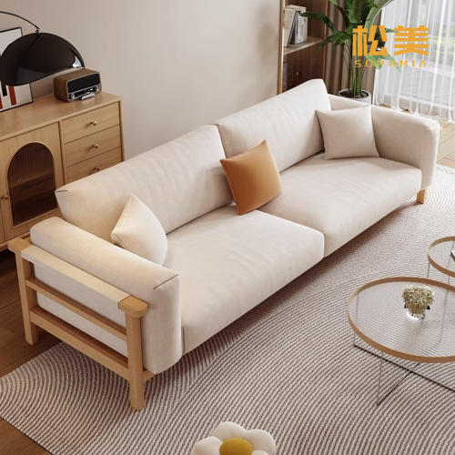 Льняной диван с каркасом из массива дерева, стабильный, прочный