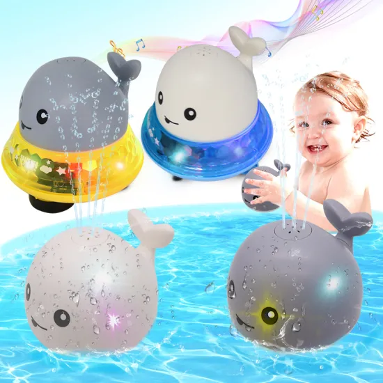 Creative Water Spray Bath Toy Whale Shape Led Light Water Spray Ball Baby Bath Water Toys Automatic Induction Toys For Kids Gift