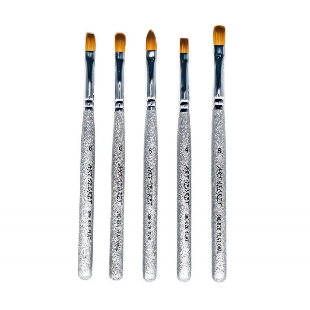 5 pcs Silver Nail brush Set