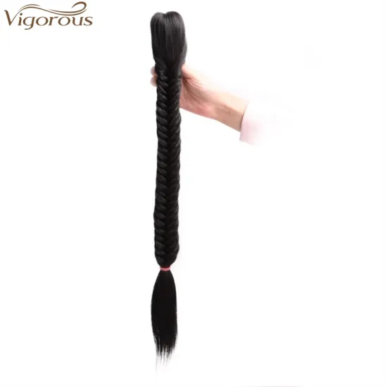 Vigorous Fishtail Ponytail Hair Extension 24 inch Straight Braid Ponytail Extension Claw Jaw Synthetic clip in Hair Extension