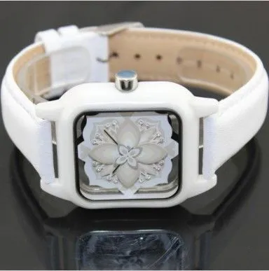 Diamond Quartz Ladies Ceramic Watches With Swarovski Crystal