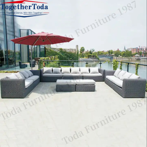 Outdoor garden metal sofa set with table