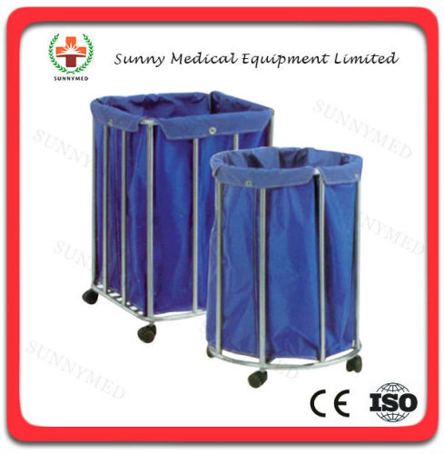 SY-R067 Stainless steel material dirty clothes bag trolley medical furniture hot sale